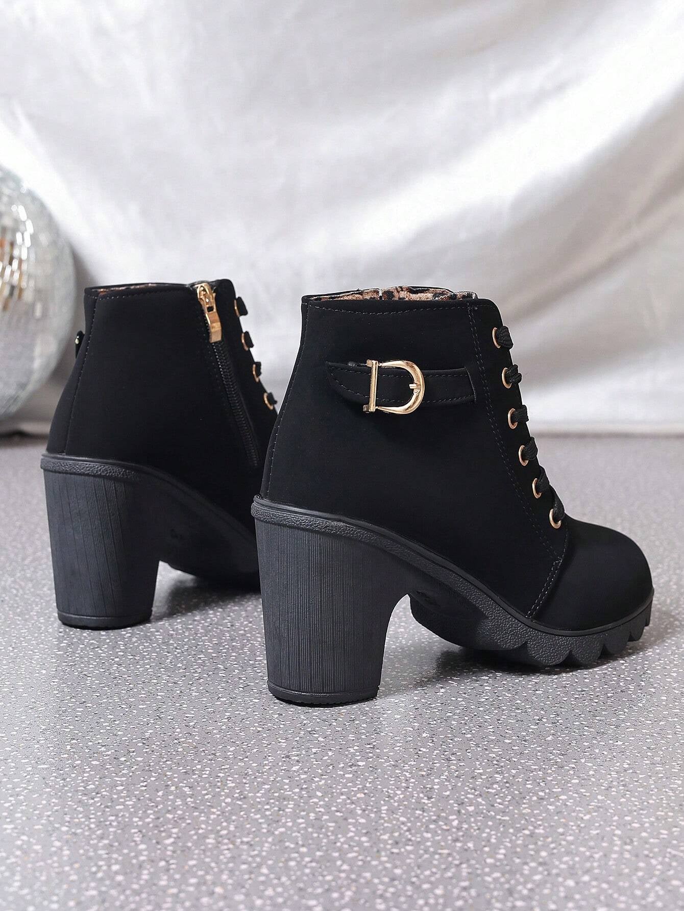 New Arrival Autumn/Winter High Heel Cross Strap Short Boots, Thick Heel Leather Boots for Women